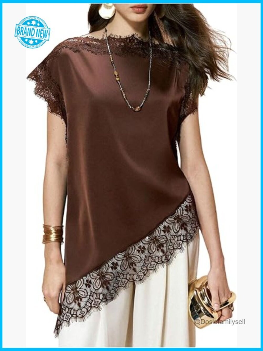 Lace Satin Tank Top Y2K Asymmetrical Hem Night Out Party Blouse